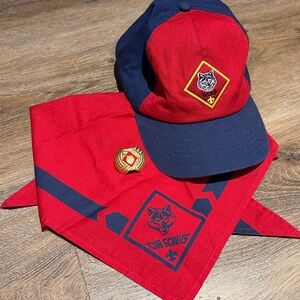 Wolf Cub Scouts Red and Blue Cap with Neckerchief